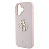 Guess PU Grained 4G Metal Logo Zadní Kryt pro iPhone 16 Pink