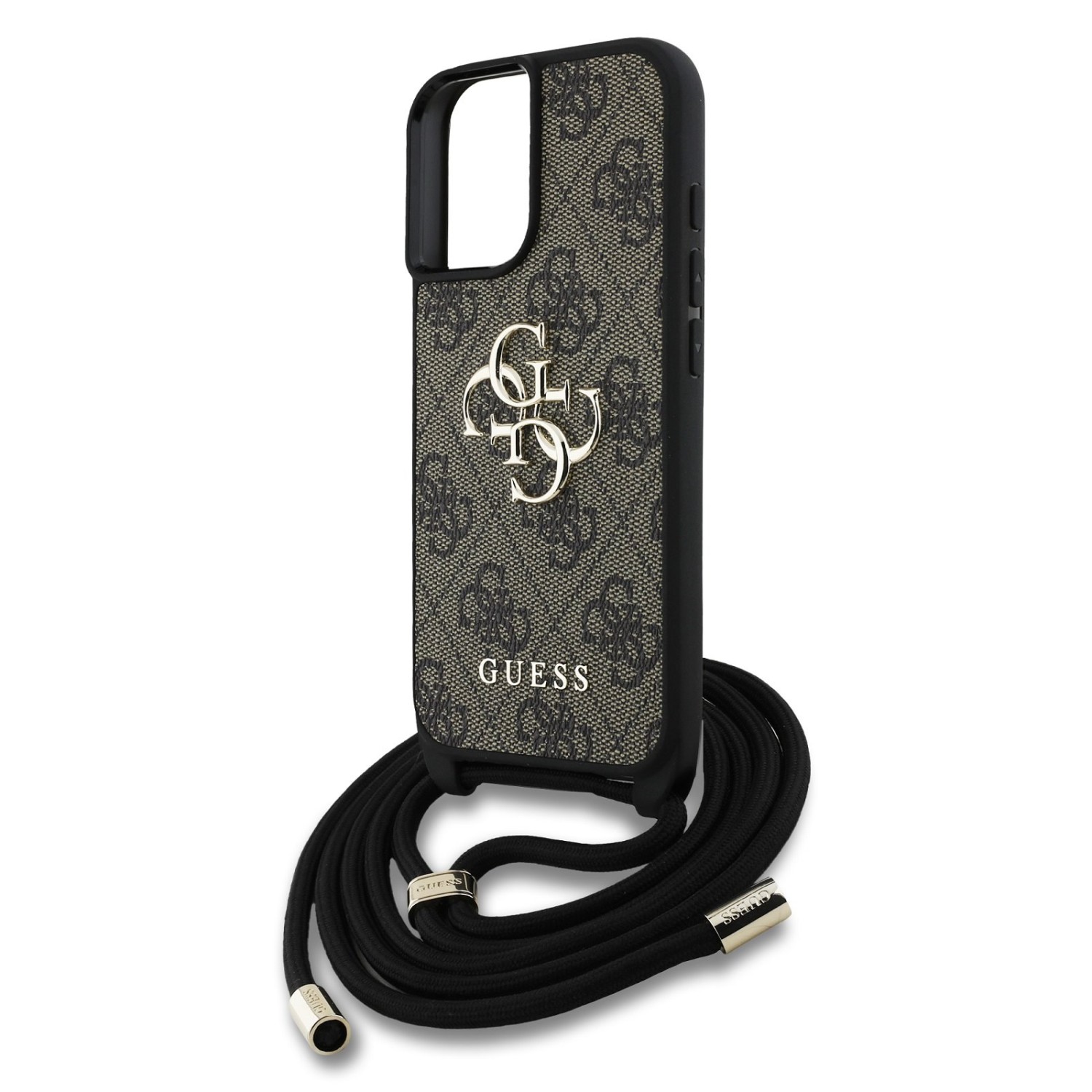 Guess PU 4G Metal Logo Crossbody Popruh Zadní Kryt pro iPhone 16 Brown