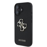 Guess PU Grained 4G Metal Logo Zadní Kryt pro iPhone 16 Black