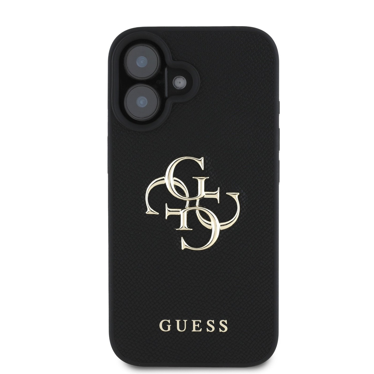 Guess PU Grained 4G Metal Logo Zadní Kryt pro iPhone 16 Black