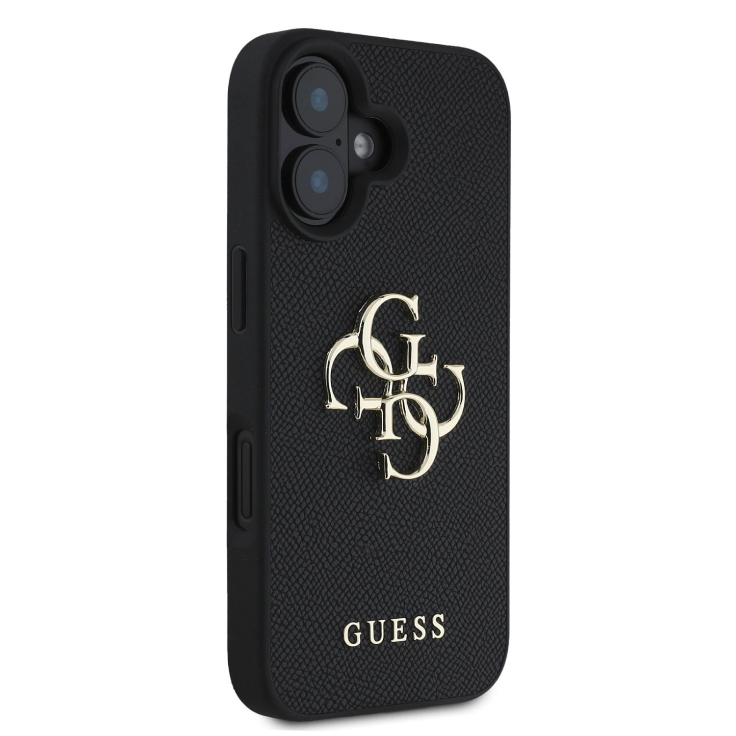 Guess PU Grained 4G Metal Logo Zadní Kryt pro iPhone 16 Black