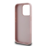 Guess PU Grained 4G Metal Logo Zadní Kryt pro iPhone 15 Pro Pink