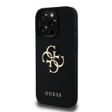 Guess PU Grained 4G Metal Logo Zadní Kryt pro iPhone 15 Pro Black