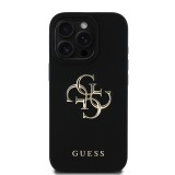 Guess PU Grained 4G Metal Logo Zadní Kryt pro iPhone 15 Pro Black