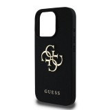 Guess PU Grained 4G Metal Logo Zadní Kryt pro iPhone 15 Pro Black