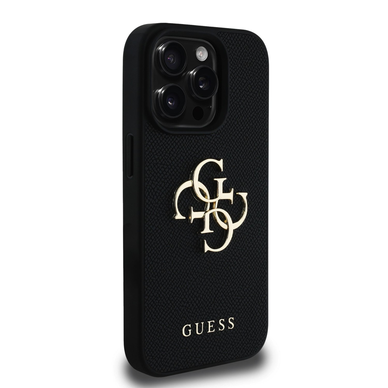 Guess PU Grained 4G Metal Logo Zadní Kryt pro iPhone 15 Pro Black