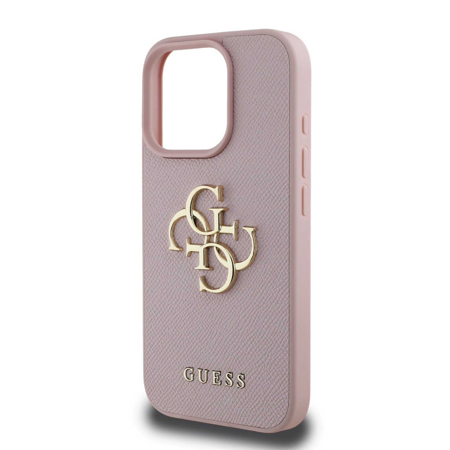 Guess PU Grained 4G Metal Logo Zadní Kryt pro iPhone 16 Pro Max Pink