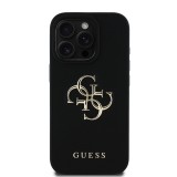 Guess PU Grained 4G Metal Logo Zadní Kryt pro iPhone 16 Pro Max Black