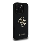 Guess PU Grained 4G Metal Logo Zadní Kryt pro iPhone 15 Pro Max Black