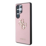 Guess PU Grained 4G Metal Logo Zadní Kryt pro Samsung Galaxy S25 Ultra Pink