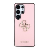 Guess PU Grained 4G Metal Logo Zadní Kryt pro Samsung Galaxy S25 Ultra Pink