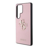 Guess PU Grained 4G Metal Logo Zadní Kryt pro Samsung Galaxy S25 Ultra Pink