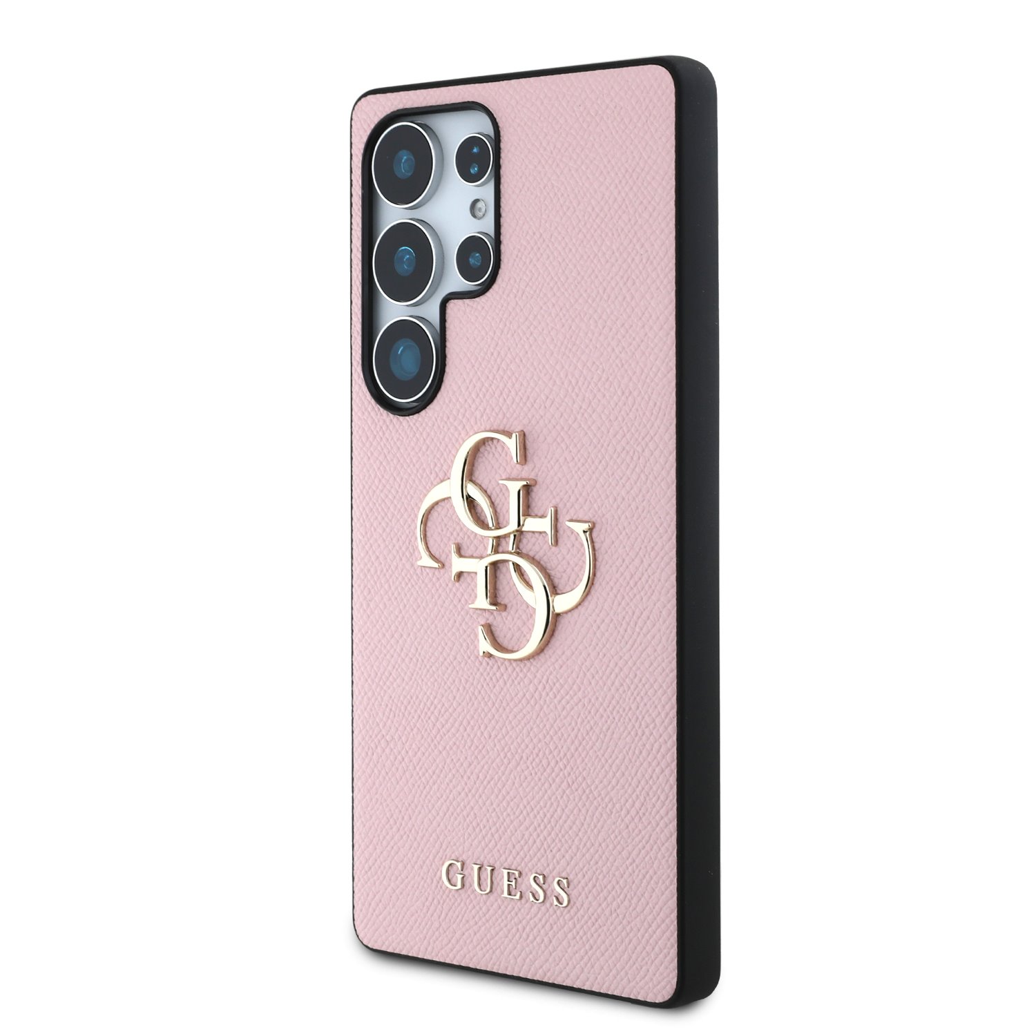 Guess PU Grained 4G Metal Logo Zadní Kryt pro Samsung Galaxy S25 Ultra Pink