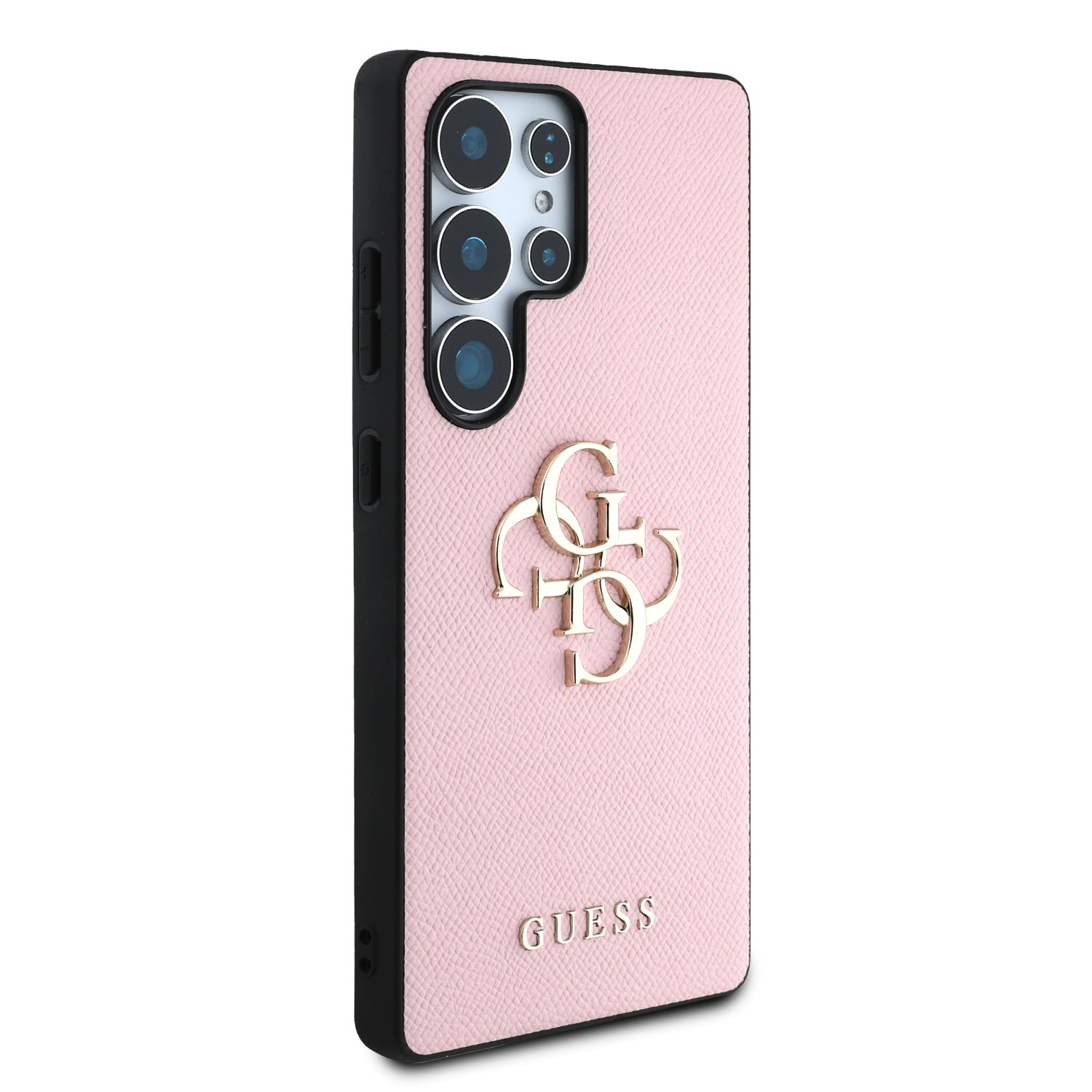 Guess PU Grained 4G Metal Logo Zadní Kryt pro Samsung Galaxy S25 Ultra Pink