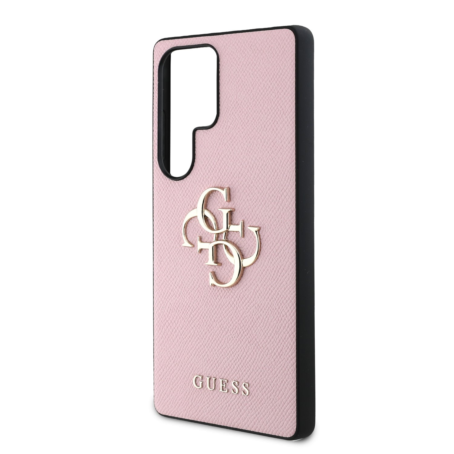 Guess PU Grained 4G Metal Logo Zadní Kryt pro Samsung Galaxy S25 Ultra Pink