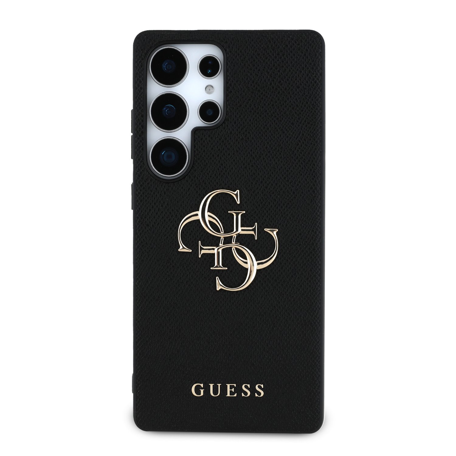 Guess PU Grained 4G Metal Logo Zadní Kryt pro Samsung Galaxy S25 Ultra Black