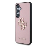 Guess PU Grained 4G Metal Logo Zadní Kryt pro Samsung Galaxy S25 Pink