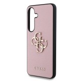 Guess PU Grained 4G Metal Logo Zadní Kryt pro Samsung Galaxy S25 Pink