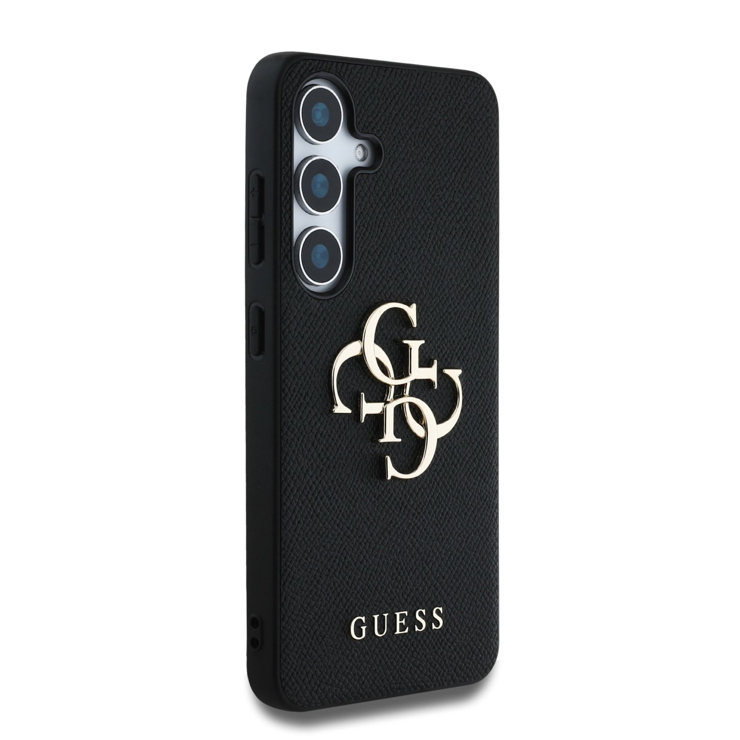 Guess PU Grained 4G Metal Logo Zadní Kryt pro Samsung Galaxy S25 Black