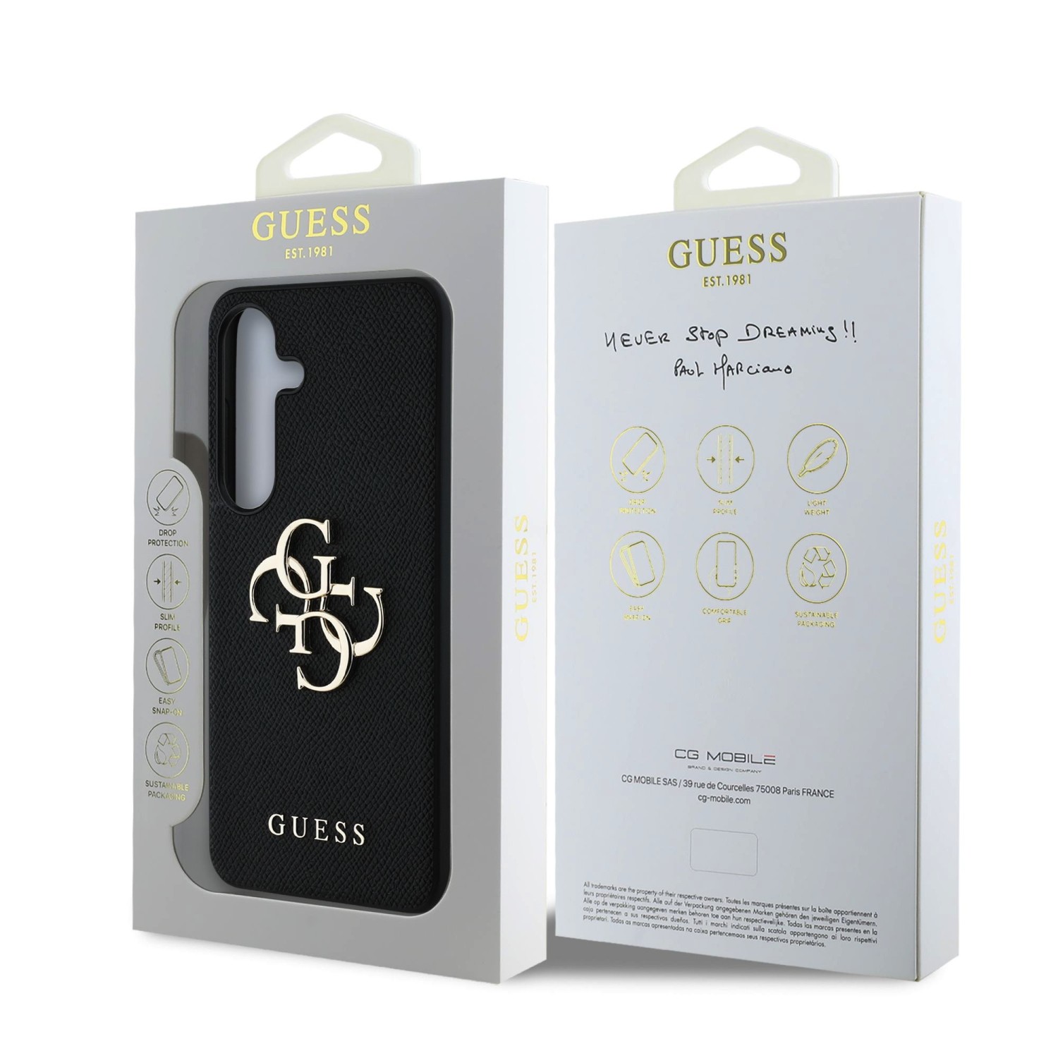 Guess PU Grained 4G Metal Logo Zadní Kryt pro Samsung Galaxy S25 Black