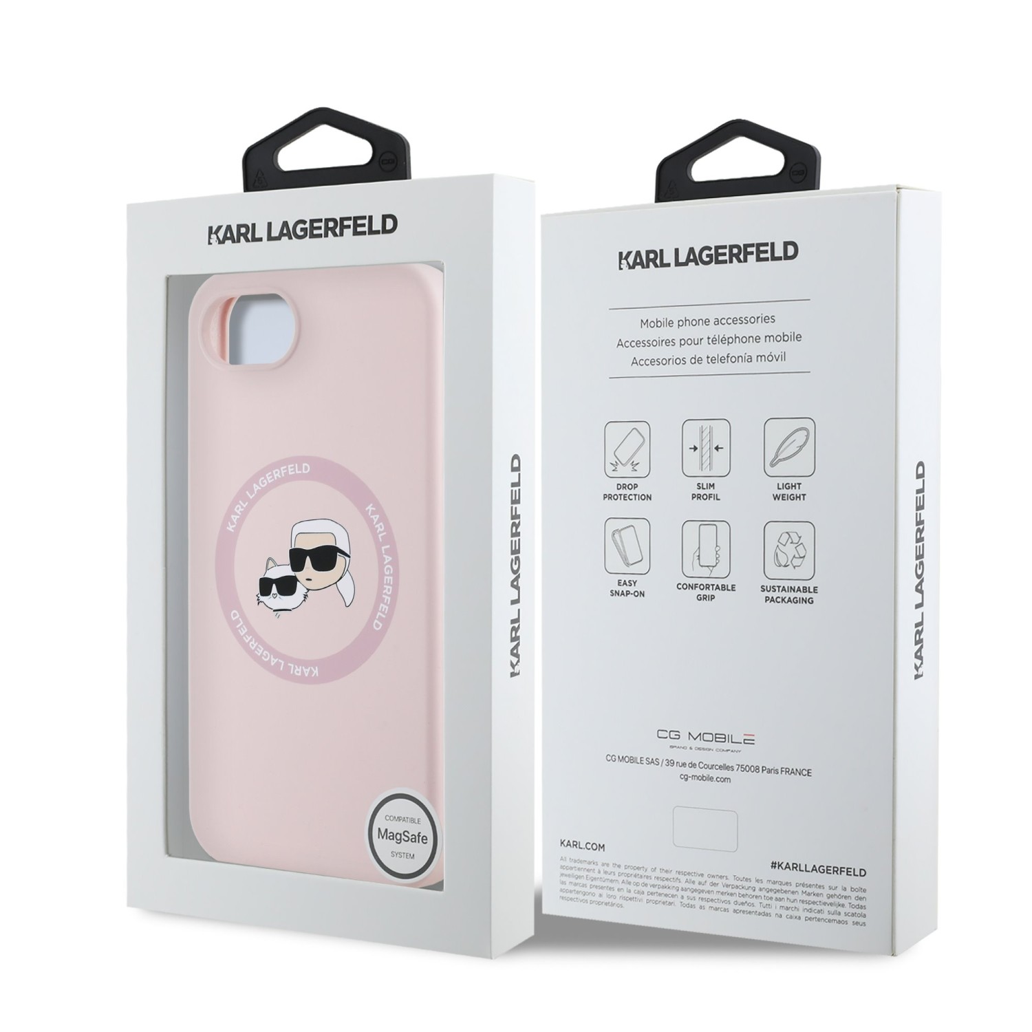 Karl Lagerfeld Liquid Silicone K&CH Heads MagSafe Zadní Kryt pro iPhone SE4 Pink