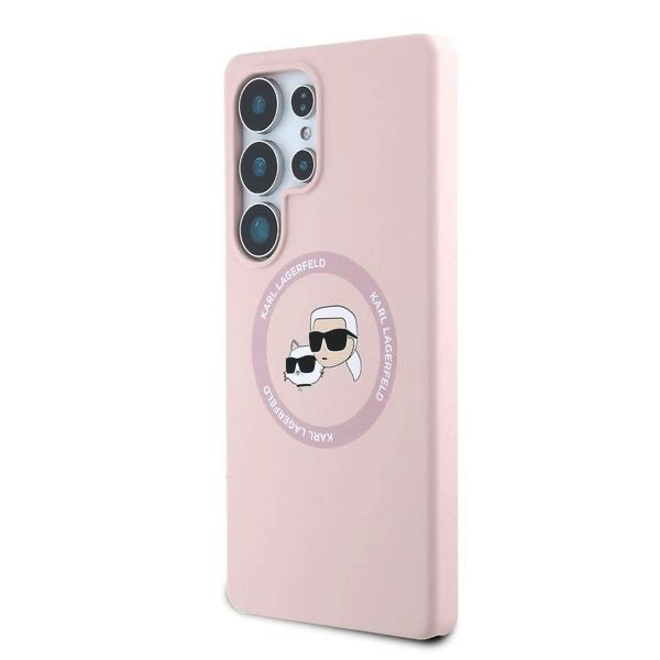 Karl Lagerfeld Liquid Silicone K&CH Heads MagSafe Zadní Kryt pro Samsung Galaxy S25 Ultra Pink