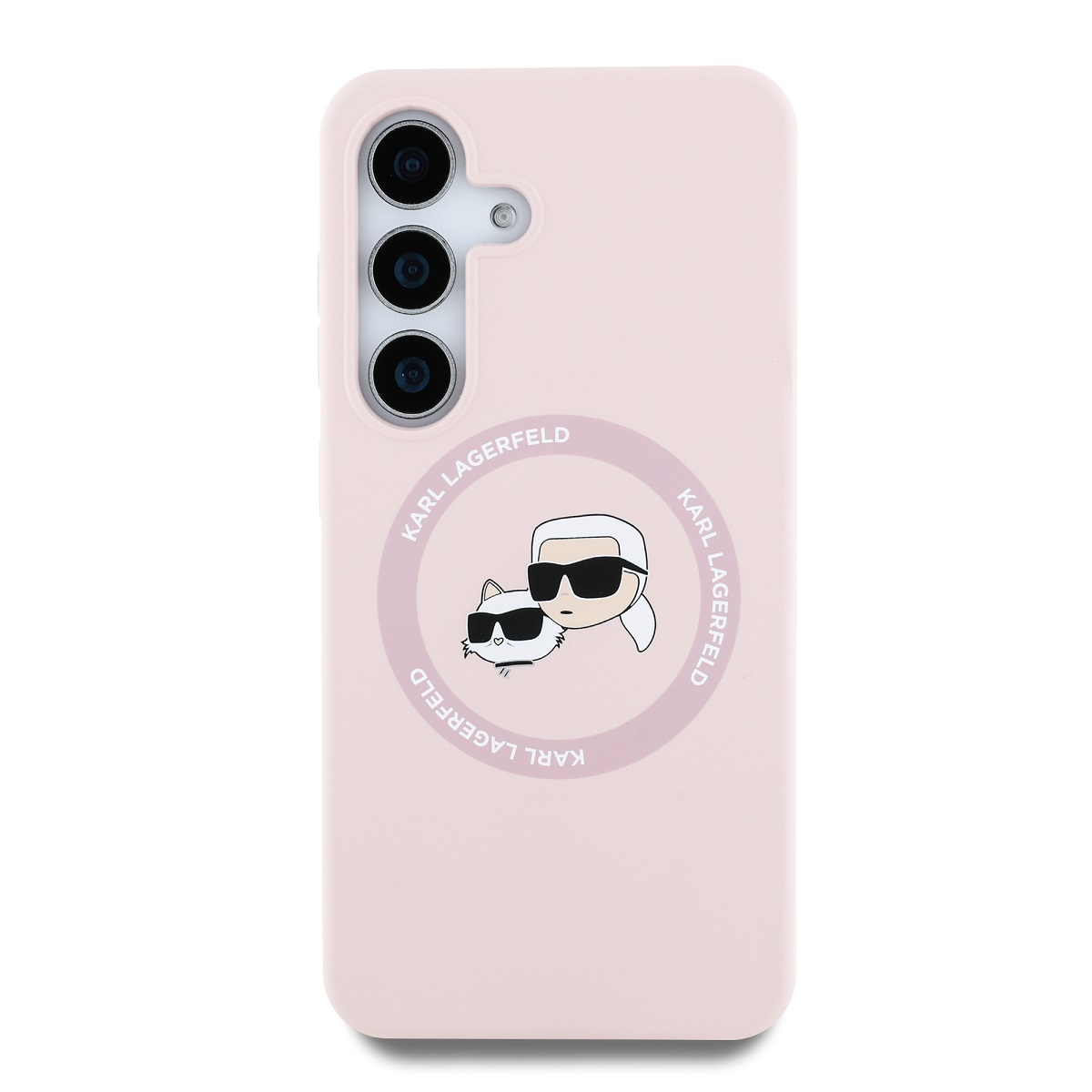 Karl Lagerfeld Liquid Silicone K&CH Heads MagSafe Zadní Kryt pro Samsung Galaxy S25 Pink