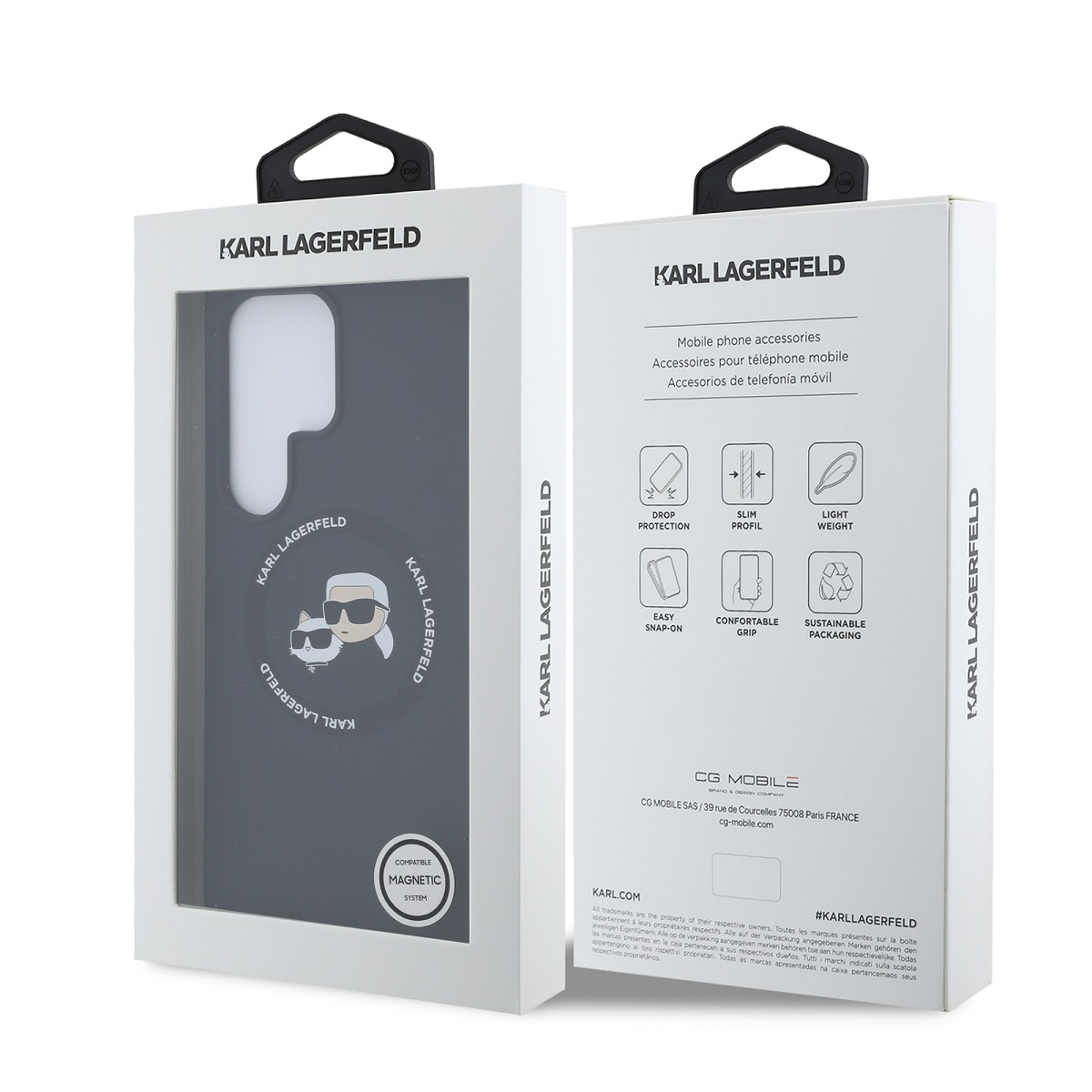 Karl Lagerfeld Liquid Silicone K&CH Heads MagSafe Zadní Kryt pro Samsung Galaxy S25 Ultra Black