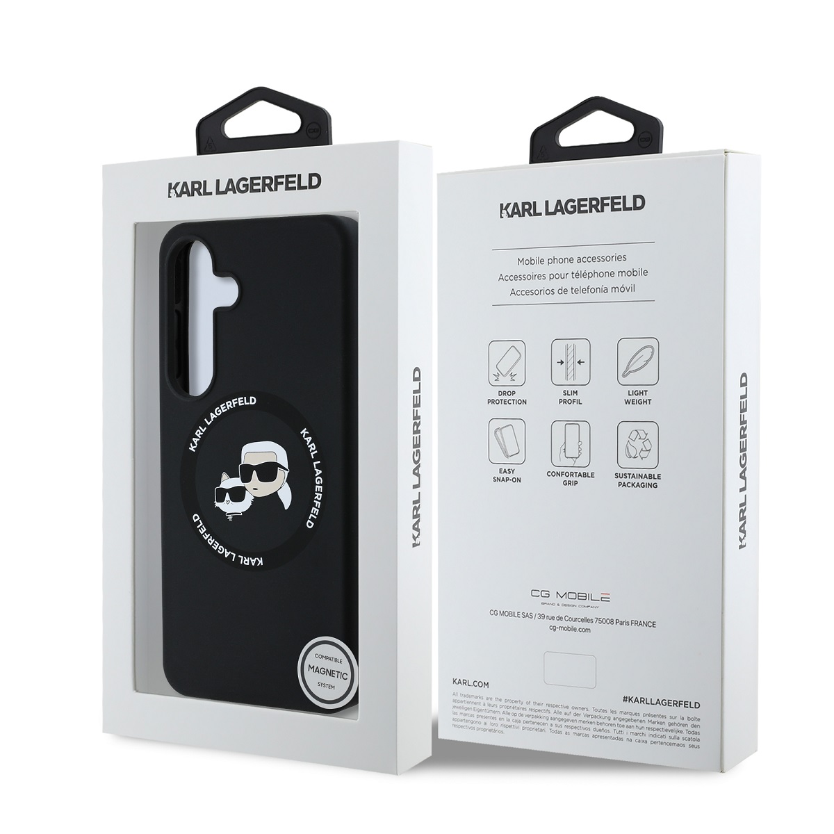 Karl Lagerfeld Liquid Silicone K&CH Heads MagSafe Zadní Kryt pro Samsung Galaxy S25 Black