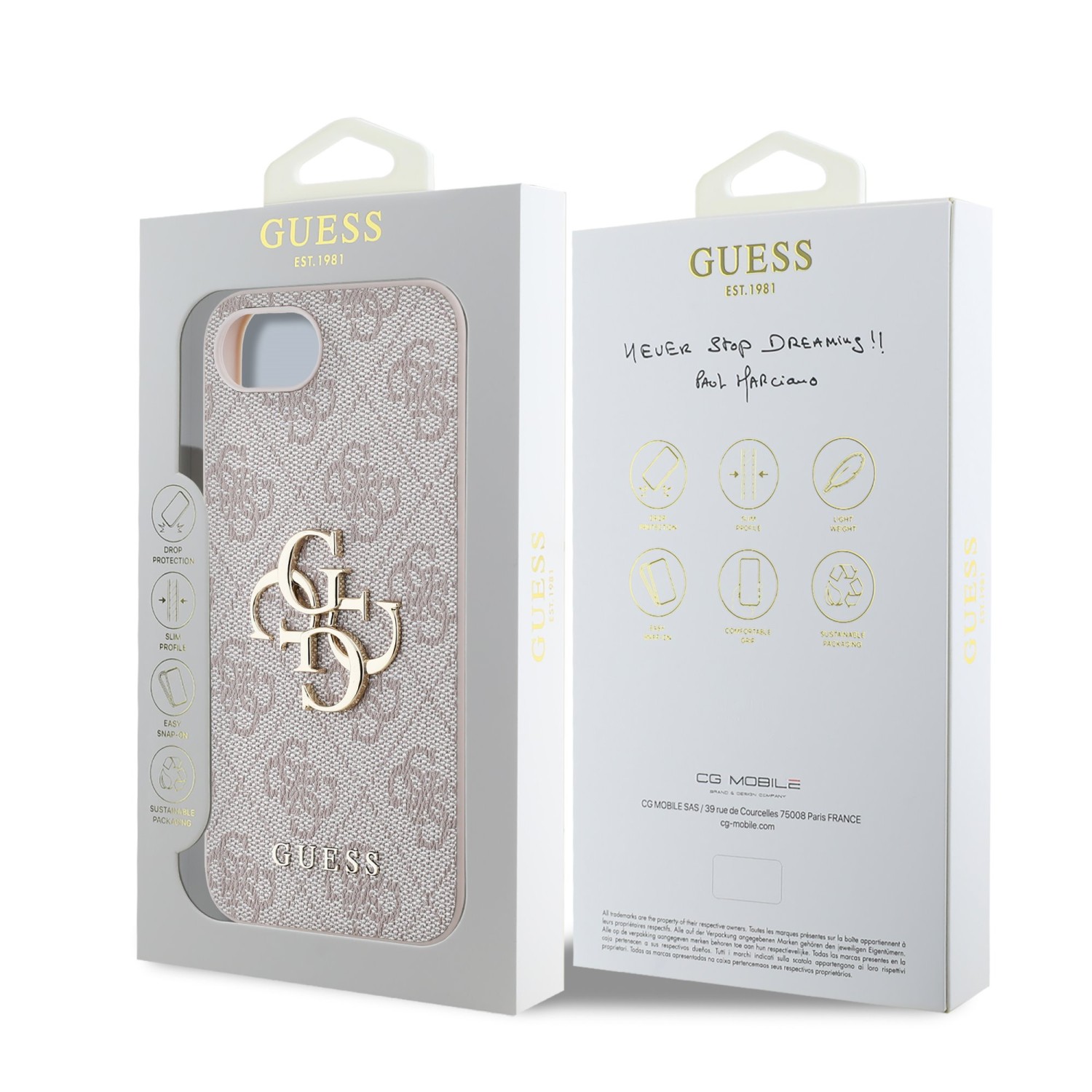 Guess PU 4G Metal Logo Zadní Kryt pro iPhone SE4 Pink