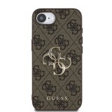 Guess PU 4G Metal Logo Zadní Kryt pro iPhone SE4 Brown