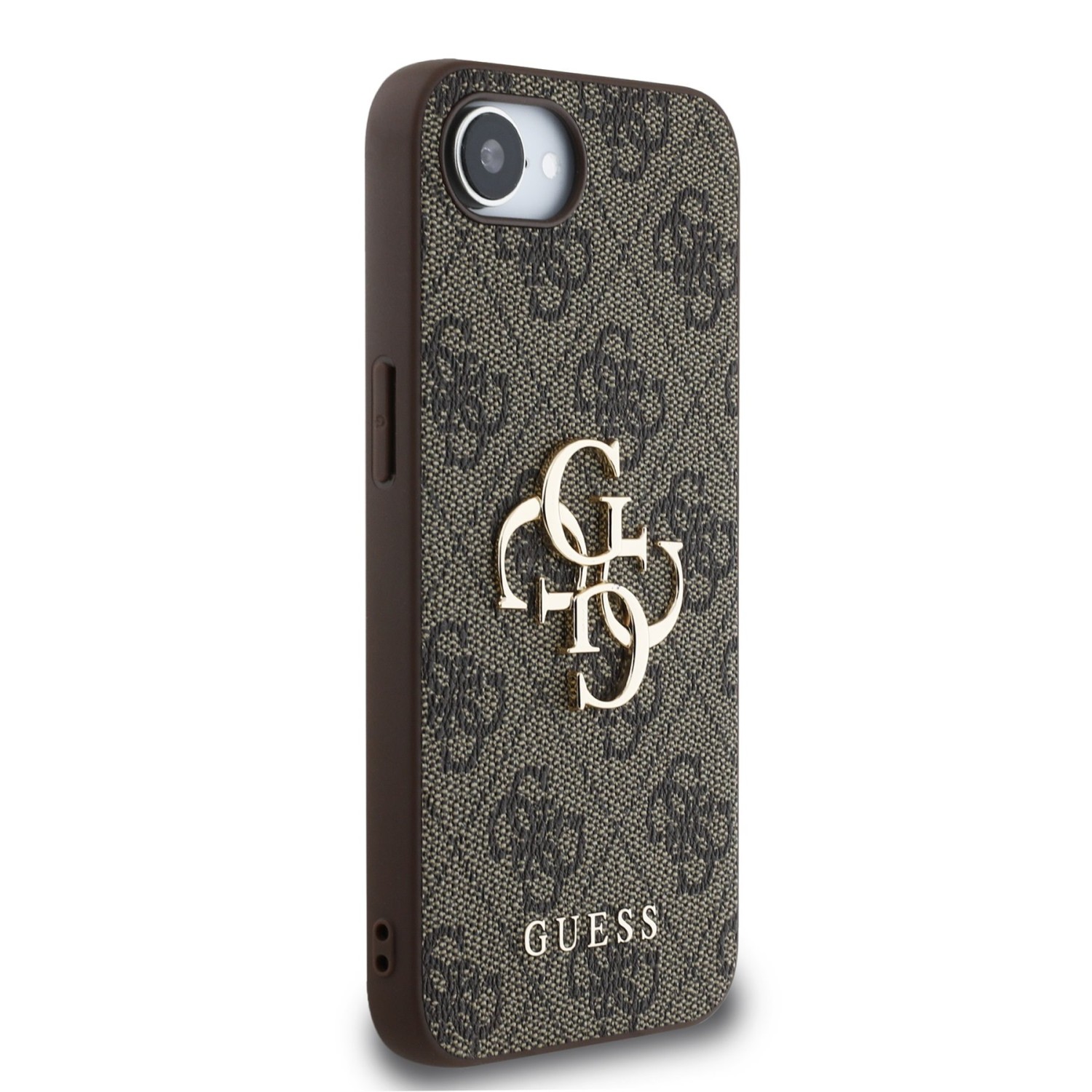 Guess PU 4G Metal Logo Zadní Kryt pro iPhone SE4 Brown