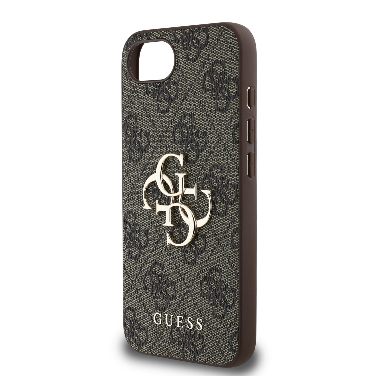 Guess PU 4G Metal Logo Zadní Kryt pro iPhone SE4 Brown