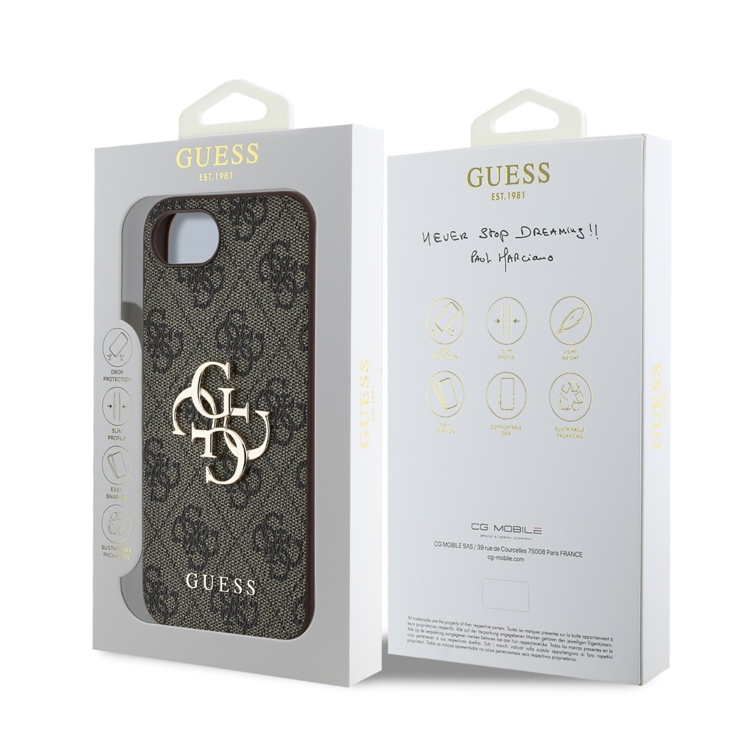 Guess PU 4G Metal Logo Zadní Kryt pro iPhone SE4 Brown