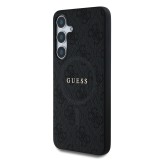 Guess PU Leather 4G Colored Ring MagSafe Zadní Kryt pro Samsung Galaxy S25 Black