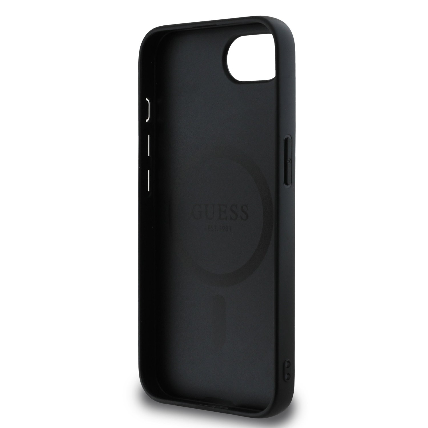 Guess PU Grained Classic Logo MagSafe Zadní Kryt pro iPhone SE4 Black