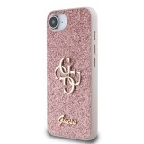 Guess PU Fixed Glitter 4G Metal Logo Zadní Kryt pro iPhone SE4 Pink