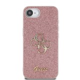 Guess PU Fixed Glitter 4G Metal Logo Zadní Kryt pro iPhone SE4 Pink