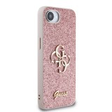 Guess PU Fixed Glitter 4G Metal Logo Zadní Kryt pro iPhone SE4 Pink