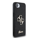 Guess PU Fixed Glitter 4G Metal Logo Zadní Kryt pro iPhone SE4 Black