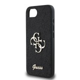 Guess PU Fixed Glitter 4G Metal Logo Zadní Kryt pro iPhone SE4 Black