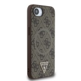 Guess PU 4G Strass Triangle Metal Logo Zadní Kryt pro iPhone SE4 Brown