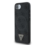 Guess PU 4G Strass Triangle Metal Logo Zadní Kryt pro iPhone SE4 Black