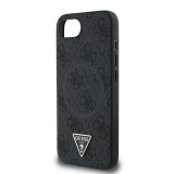 Guess PU 4G Strass Triangle Metal Logo Zadní Kryt pro iPhone SE4 Black