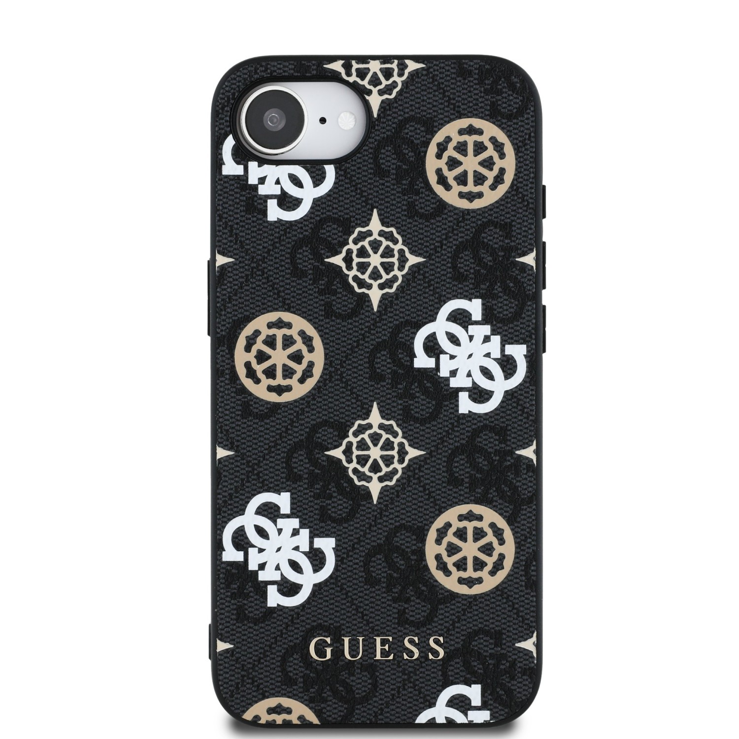 Guess PU 4G Peony MagSafe Zadní Kryt pro iPhone SE4 Black