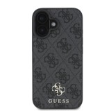 Guess PU 4G Small Metal Logo MagSafe Zadní Kryt pro iPhone 16 Grey