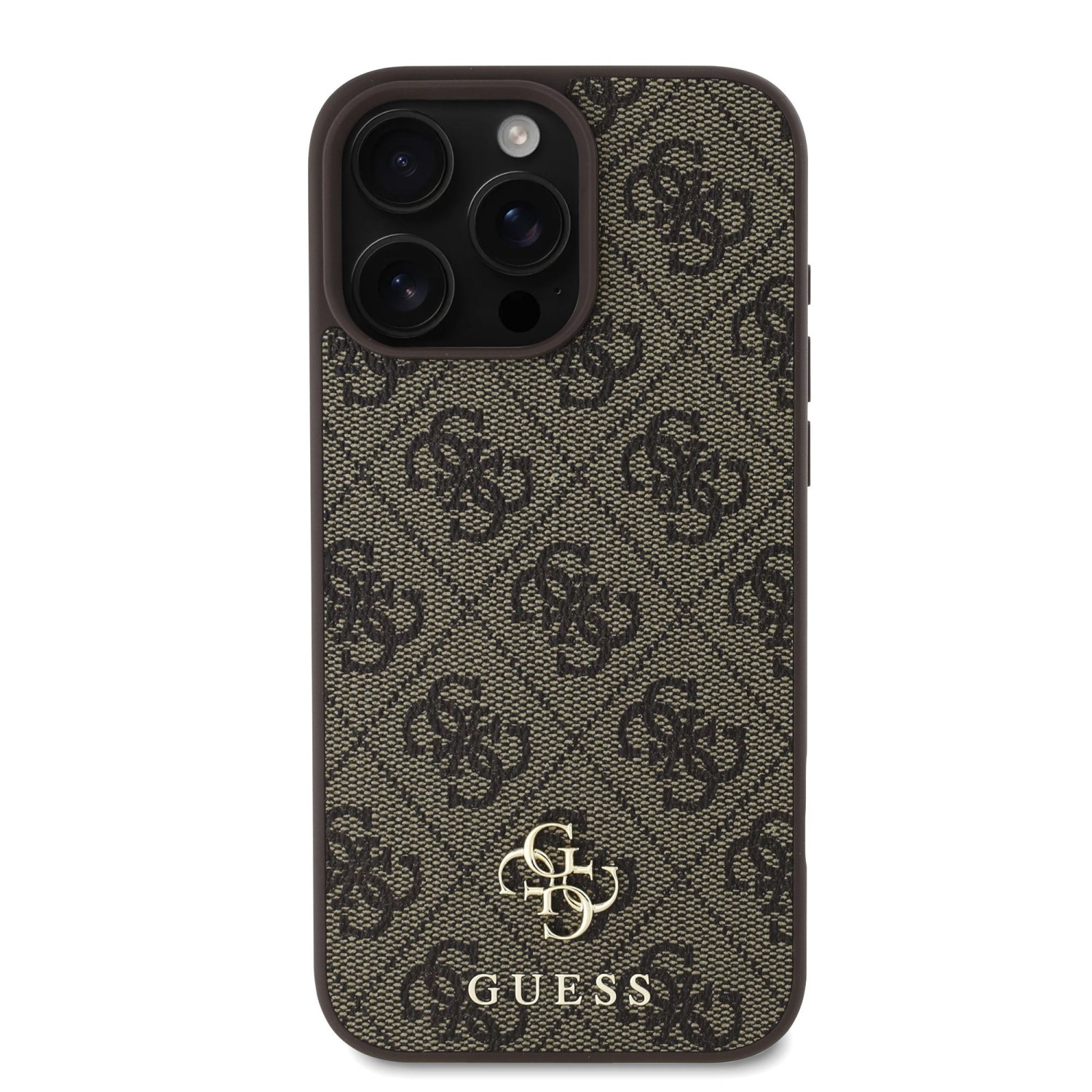 Guess PU 4G Small Metal Logo MagSafe Zadní Kryt pro iPhone 16 Pro Max Brown