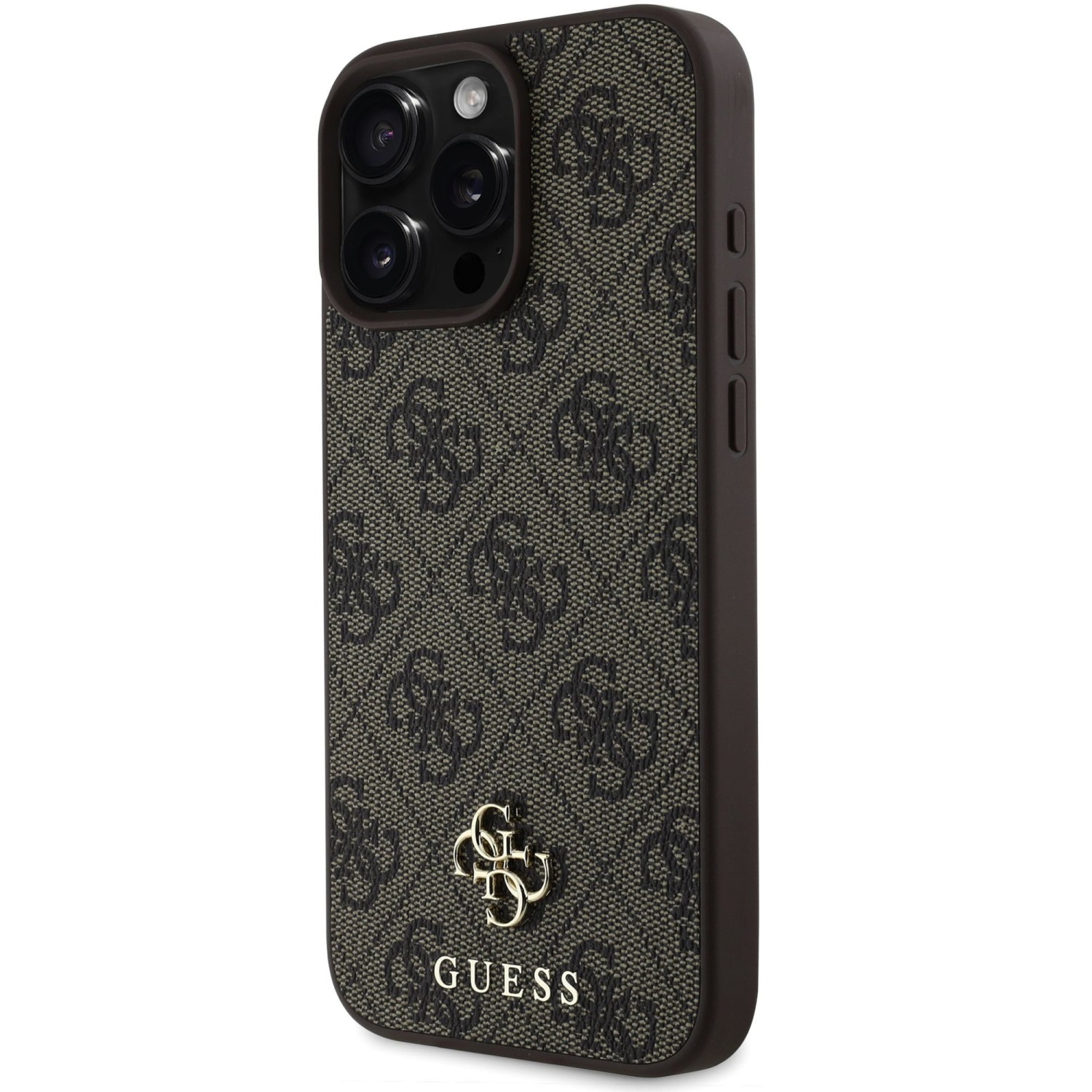 Guess PU 4G Small Metal Logo MagSafe Zadní Kryt pro iPhone 16 Pro Max Brown