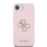 Guess PU Grained 4G Metal Logo Zadní Kryt pro iPhone SE4 Pink