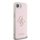 Guess PU Grained 4G Metal Logo Zadní Kryt pro iPhone SE4 Pink